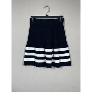 We Are Sundays Small Josephine Rib Knit A Line Skirt Black White Stripe Flared